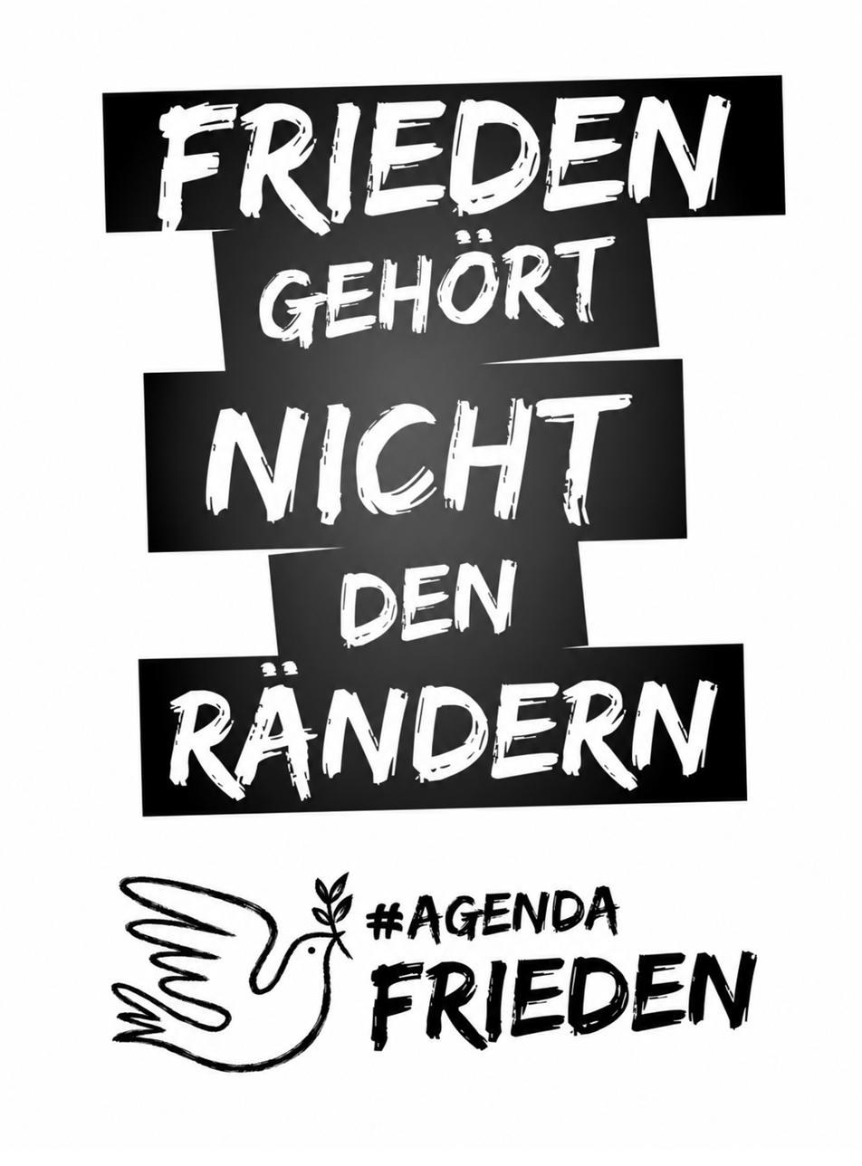 Schild: Frieden gehört nicht den Rändern
