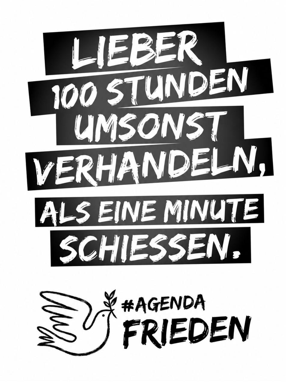 Schild: Lieber 100 Stunden umsonst verhandeln